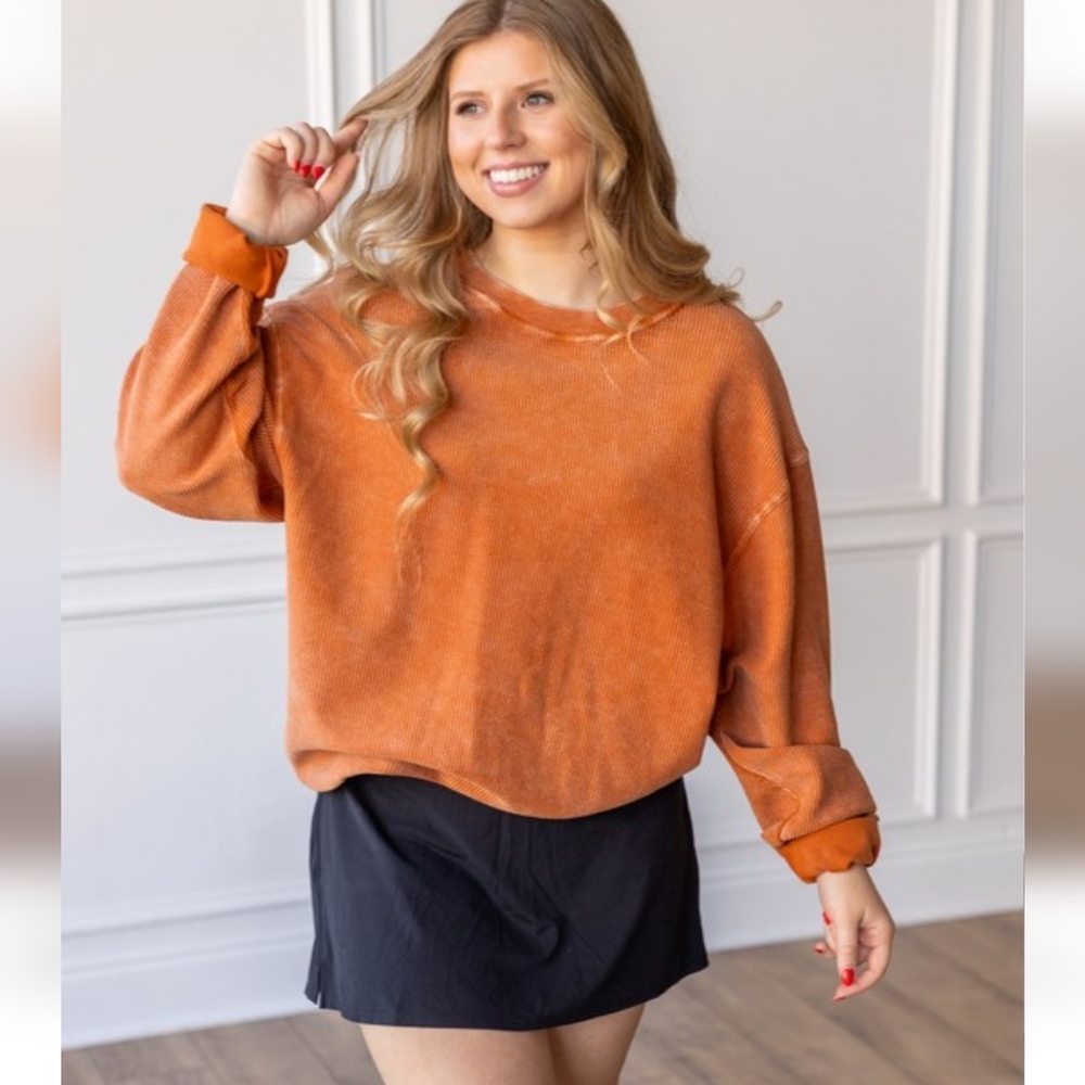 Moon Ryder Corded Sweatshirt Burnt Orange Small